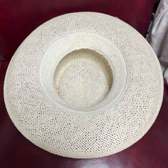 Natural Fiber Straw Fedora Casual Sun Hat w/Pleated Green Band - Picture 8 of 15